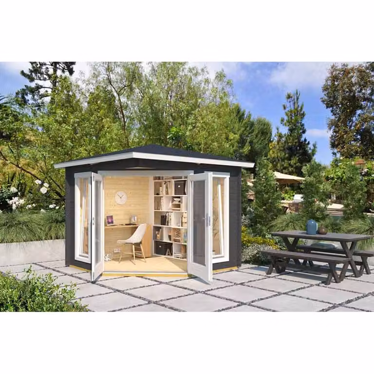 Lasita Maja Ltd Oban Log Cabin Garden Room and Home Office in Light Brown, W: 282.3 cm, D: 282.3 cm, H: 240.5 cm