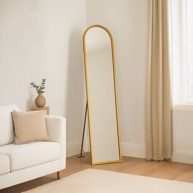 Orsina Avento Gold Rectangular Freestanding Floor Mirror