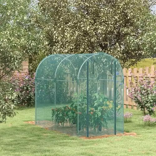 Outsunny Green Fruit Cage Plant Protection Tent with Galvanised Steel Frame, W: 120 cm, D: 240 cm, H: 188 cm – 2