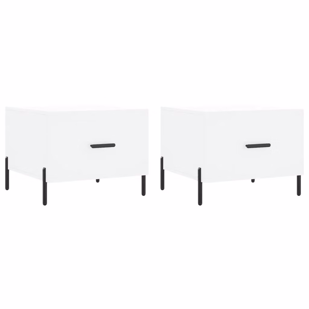 Berkfield Home Set of 2 Modern White Square Coffee Tables W/D/H: 50 x 50 x 40 cm – 2