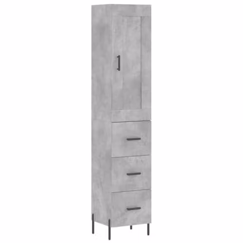 vidaXL Modern Highboard in Grey with Hinged Doors and Internal Shelves, W/D/H: 34.5 x 34 x 180 cm
