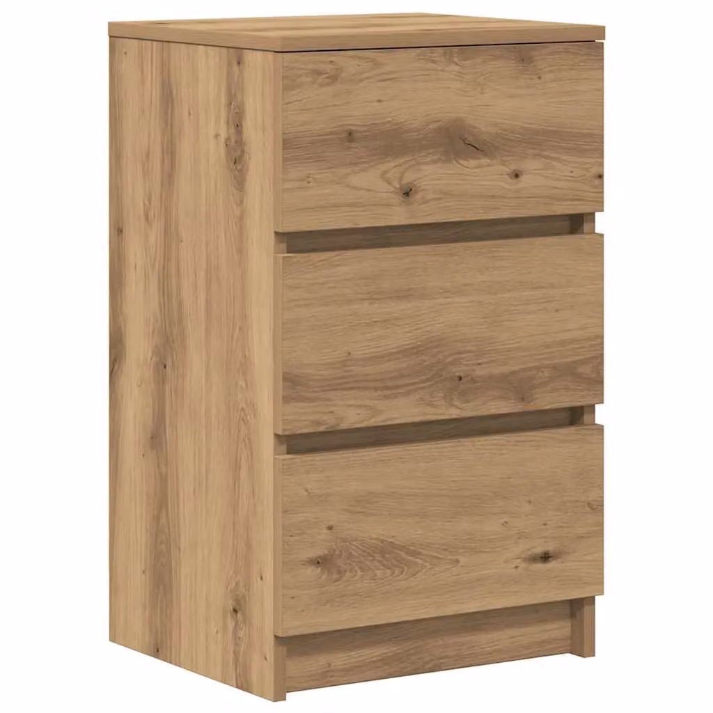 Berkfield Home Artisan Oak Bedside Cabinet with 3 Drawers, Brown, W/D/H: 39 x 35 x 65 cm – 2