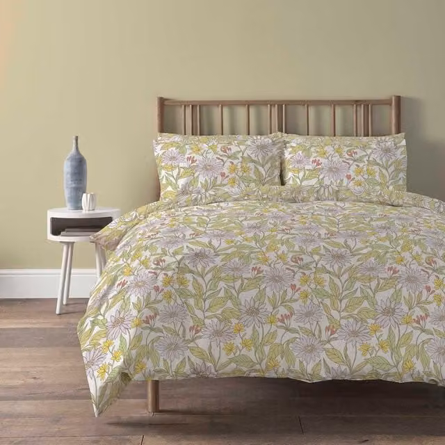 NewEdgeBlinds Floral Classic Nature Duvet Set in Yellow, 180 x 200 cm