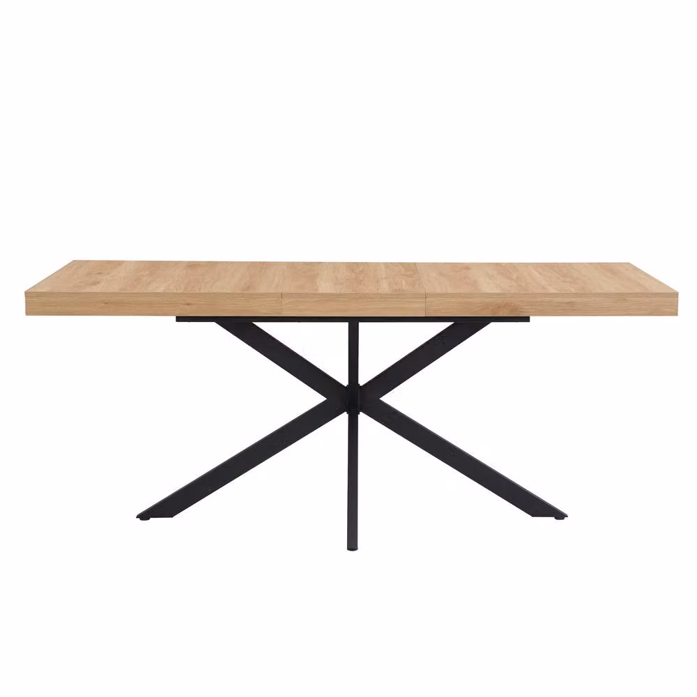 Mona Vale Furniture Industrial X-Leg Extendable Rectangular Dining Table in Light Oak – 2