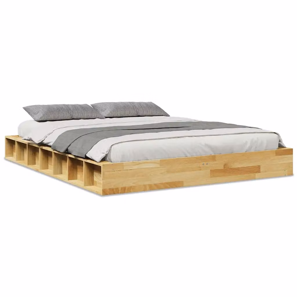 Berkfield Home Solid Wood Oak Bed Frame in Brown, W: 140 cm, L: 190 cm – 2