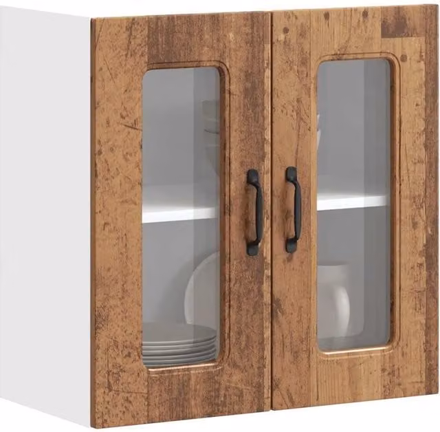 Berkfield Home Kalmar Kitchen Wall Cabinet with Glass Doors in Brown