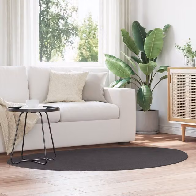 Berkfield Home Huarte Short Pile Soft and Washable Polyester Rug in Anthracite, W: 120 cm, L: 170 cm – 1