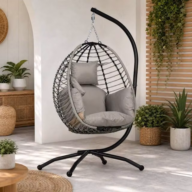 STILVORA Hanging Egg Chair with Cushion in Grey