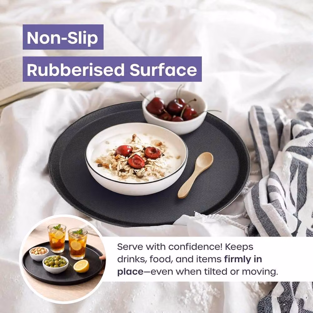 Volila Black Round Non-Slip Tray, 2 Pack, Diameter: 28 cm – 4