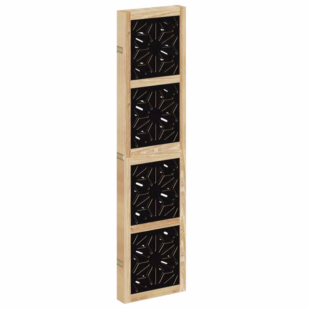 Berkfield Home 5 Panel Geometric Room Divider in Brown and Black Solid Paulownia Wood – 4