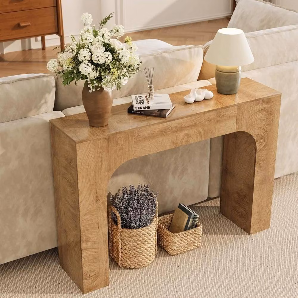 KORVIXA Brown Rustic Wood Console Table for Living Room or Hallway – 2