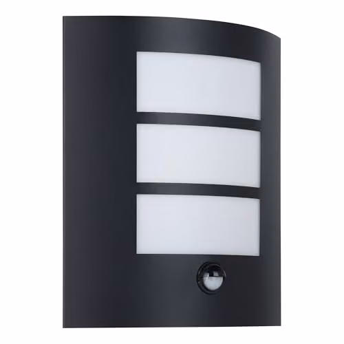 Eglo City Outdoor Wall Light in Black and White with Motion and Dusk Sensor, IP44 Waterproof Metal and Plastic Design for Garden, Terrace or Balcony, E27 Socket – 1