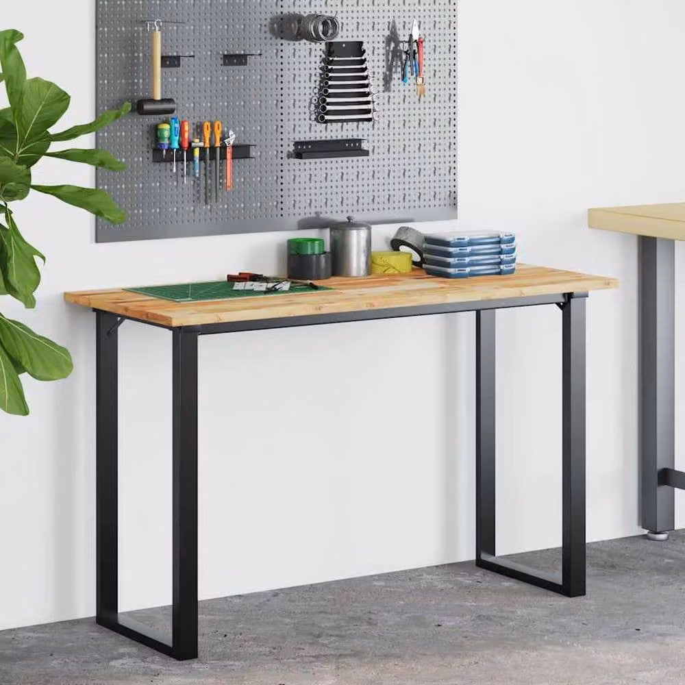 Berkfield Home Solid Wood Acacia Oil Finished Desk Top in Brown, W/D/H: 120 x 60 x 2 cm – 3