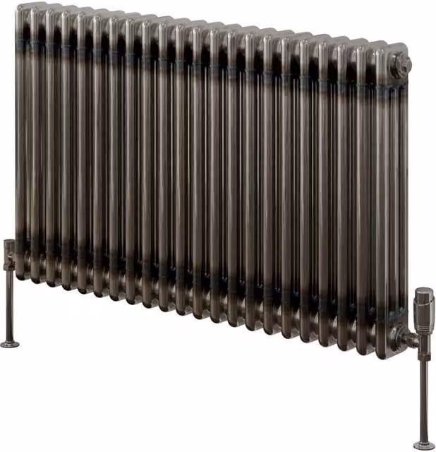 Bathroom Kingdom Colona Raw Steel Double Column Horizontal Wall Hung Radiator, Grey/Silver/Multicolour, H: 101 cm, W: 60 cm – 1