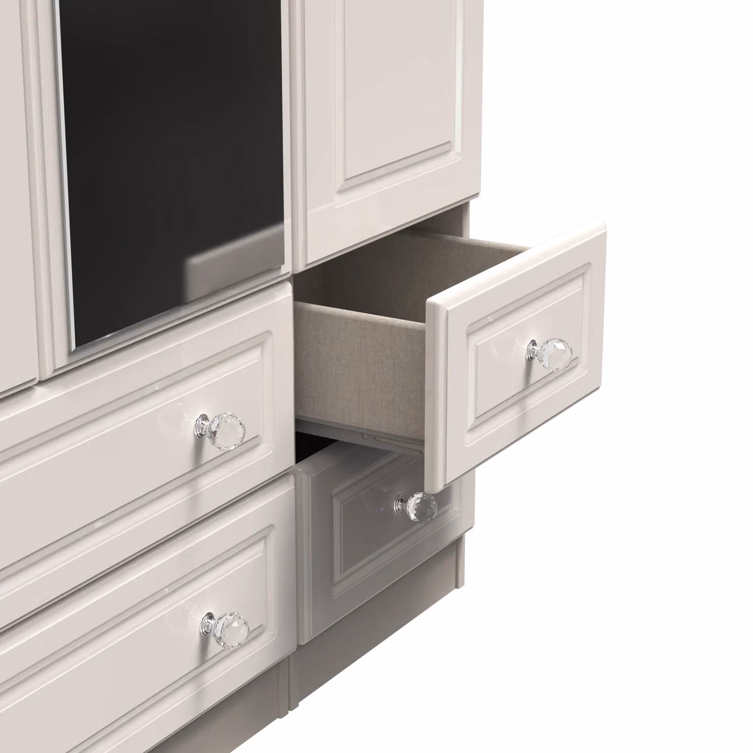 2 U Stratford Ready Assembled Triple Wardrobe with Mirror and Three Drawers in Taupe – 3