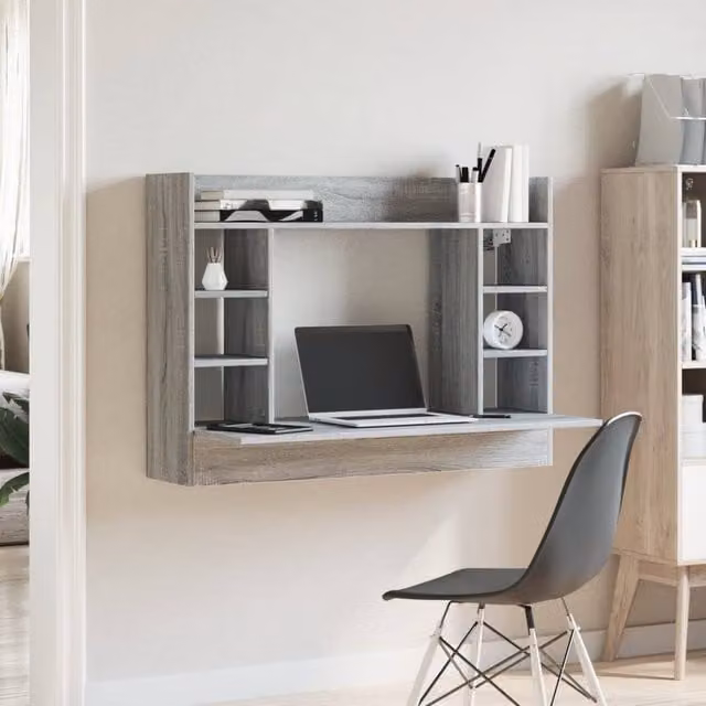 Berkfield Home Modern Wall-Mounted Writing Desk in Grey Sonoma, W/D/H: 105 x 48 x 75 cm – 1