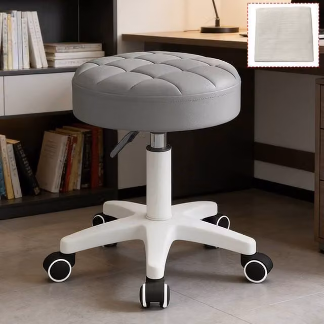 FORGEVIO Grey Salon Chair with Height-Adjustable Lift, 360 Degree Swivel and Synthetic Leather Upholstery
