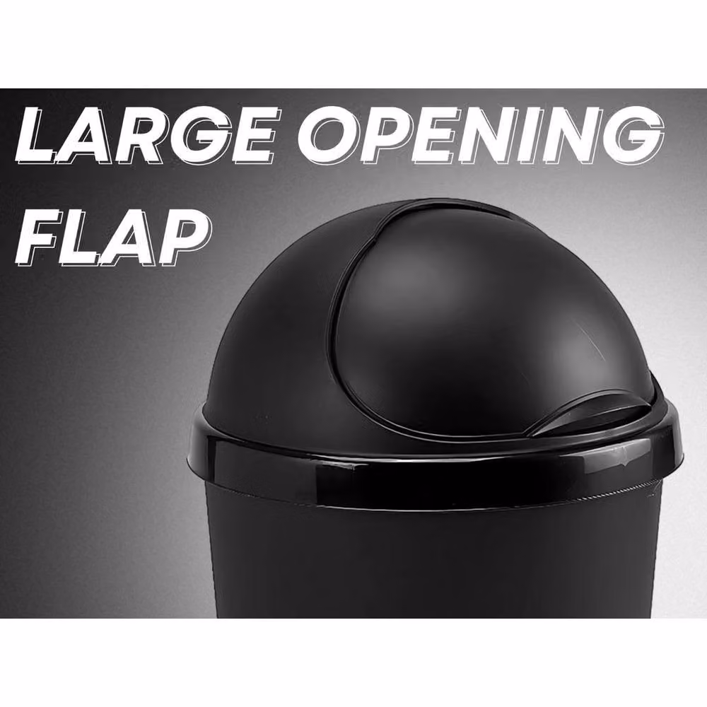 PAWNORA 50L Black Plastic Kitchen Bullet Bin with Swing Lid – 3
