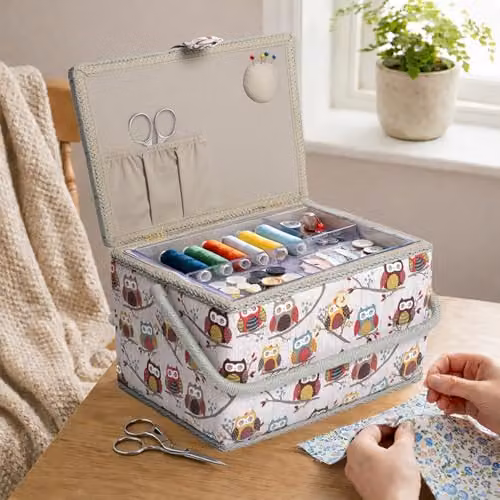 Hobby Gift Large Sewing Box with Lid and Handles, Multicolour, H 23.5 x W 31 x D 20 cm – 2