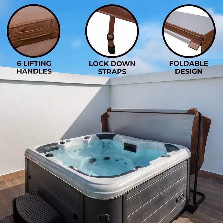 Monstershop Thermal Rectangular Hot Tub Spa Cover, Brown in Terracotta, W: 200 cm, D: 200 cm, H: 10 cm