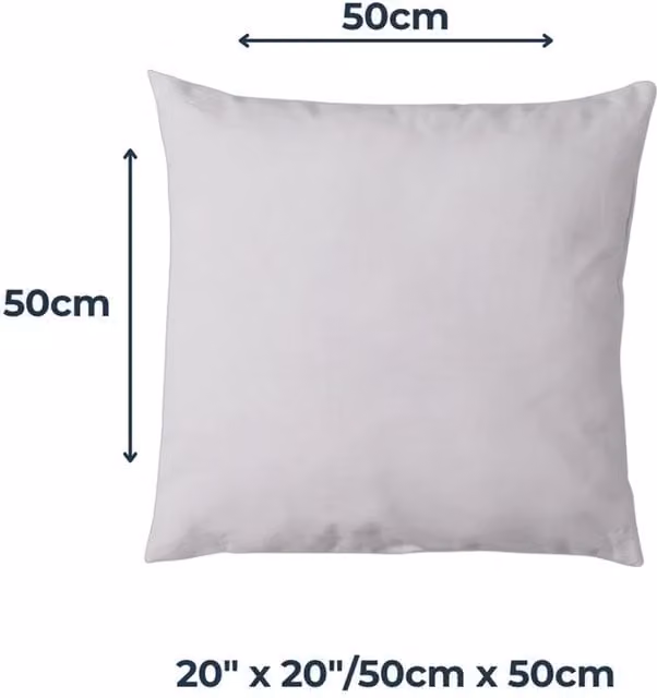 MHG Living White Square Hollowfibre Cushion Insert Pad, W/D/H: 50.8 x 50.8 x 50.8 cm