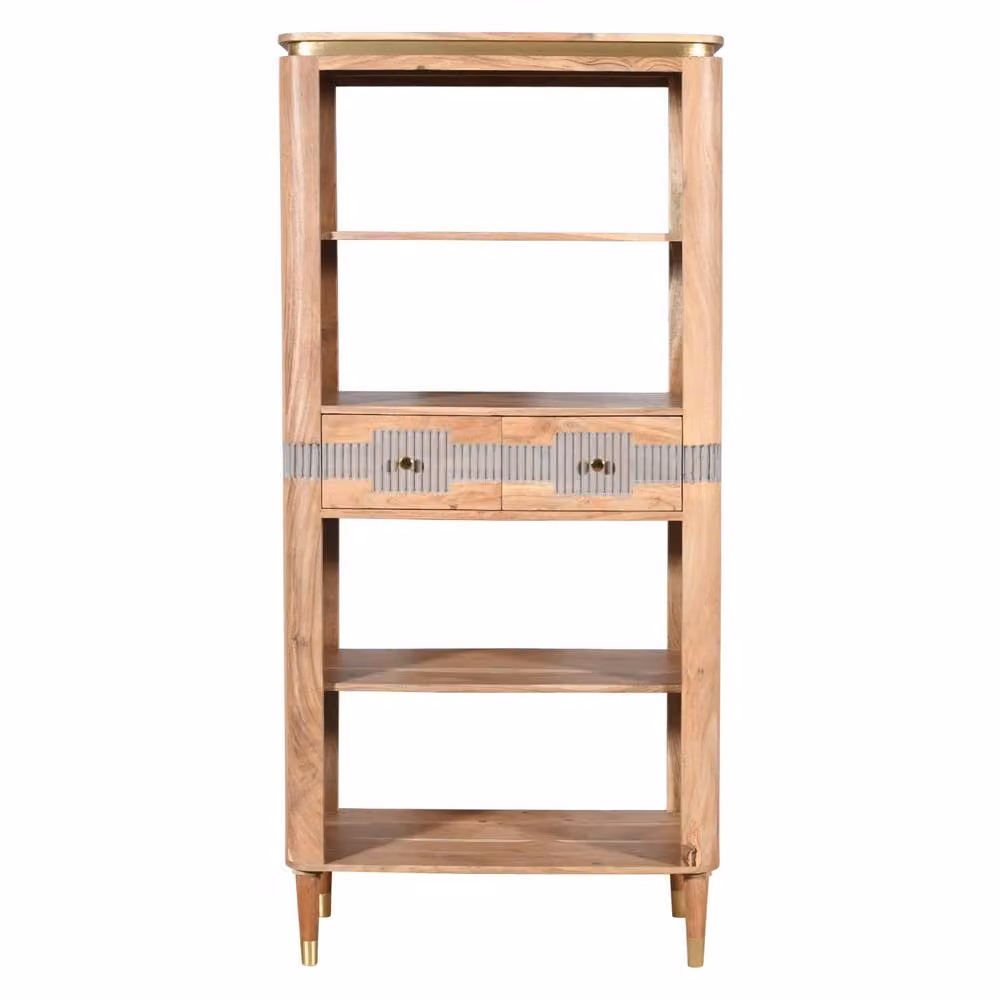 Wyld Haus Idaho Acacia Wood Display Cabinet with Internal Drawers and Shelves in Brown – 2