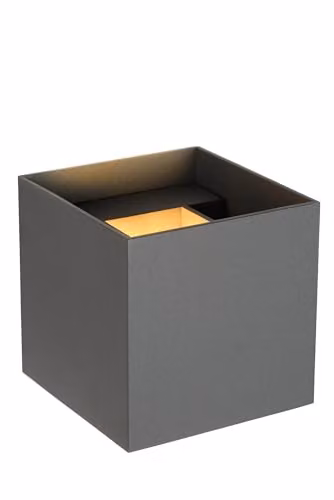 Lucide XIO Grey Aluminium Cube Wall Light with Dimmable LED and Adjustable Up and Down Beam Angle