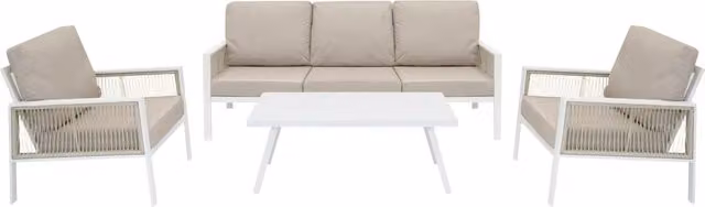 Monstershop Modern 4 Piece Aluminium Sofa Set in Matt White – 1