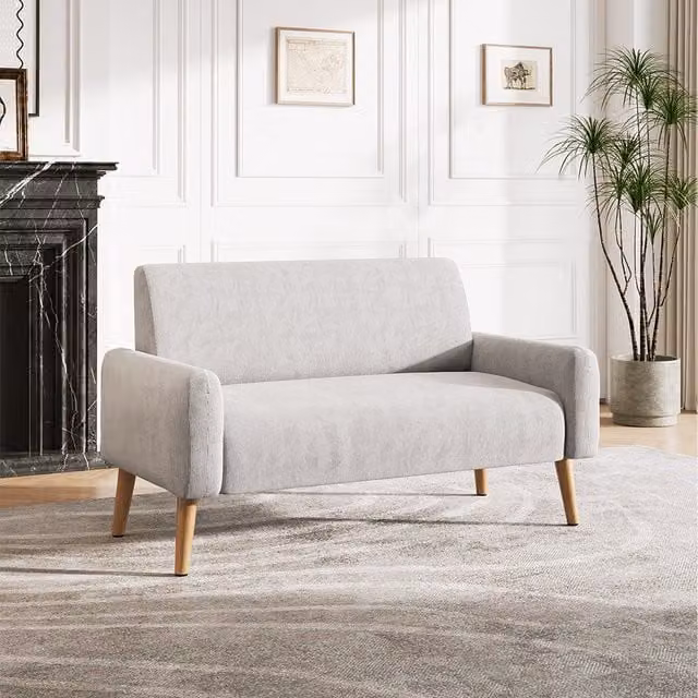 Komore Two Seater Corduroy Fabric Sofa in Beige