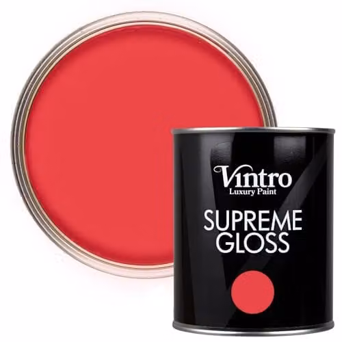 Vintro High Gloss Water Based Paint for Wood and Walls, Red Poppy, 1 l