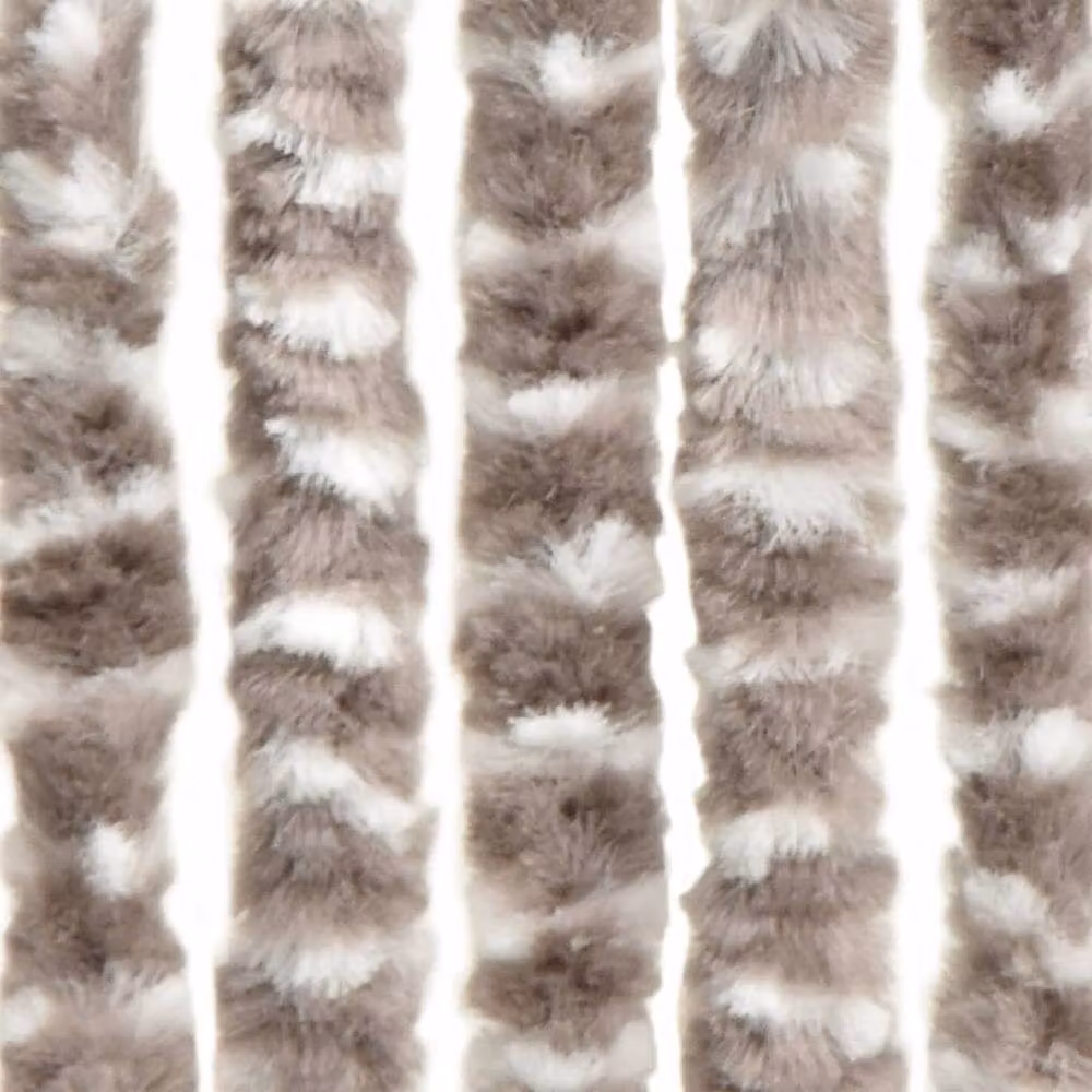 Berkfield Home Chenille Thermal Insulating Fly Curtain in Taupe and White, W: 56 cm, H: 200 cm – 3