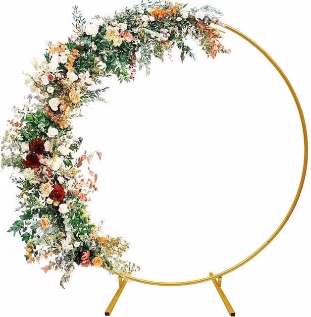 FLAVORA Gold Metal Round Freestanding Balloon Arch Stand