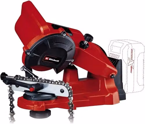 Einhell Power X-Change 18V Cordless Chainsaw Sharpener in Red with Depth Stop and Chain Tensioner – 1