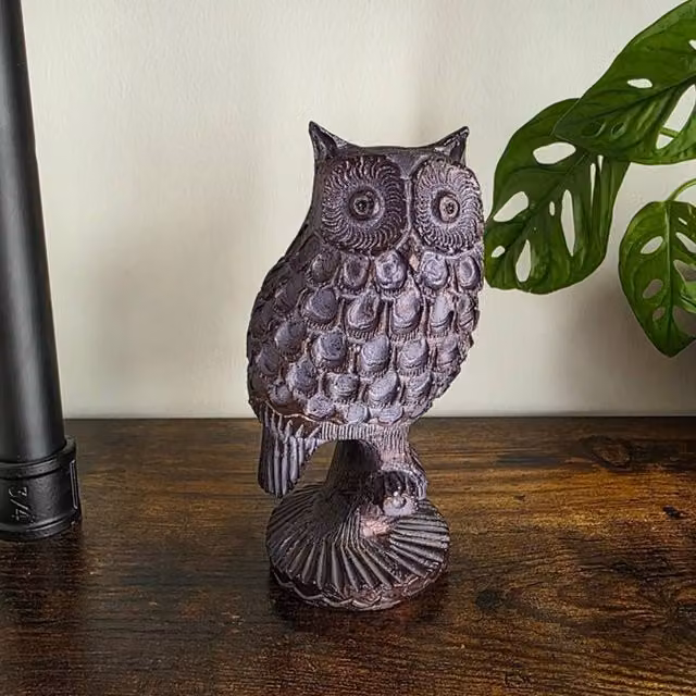 Inspirational Gifting Little Owl Garden Ornament Figurine in Bronze Effect Poly-stone Resin, Height: 16 cm – 1