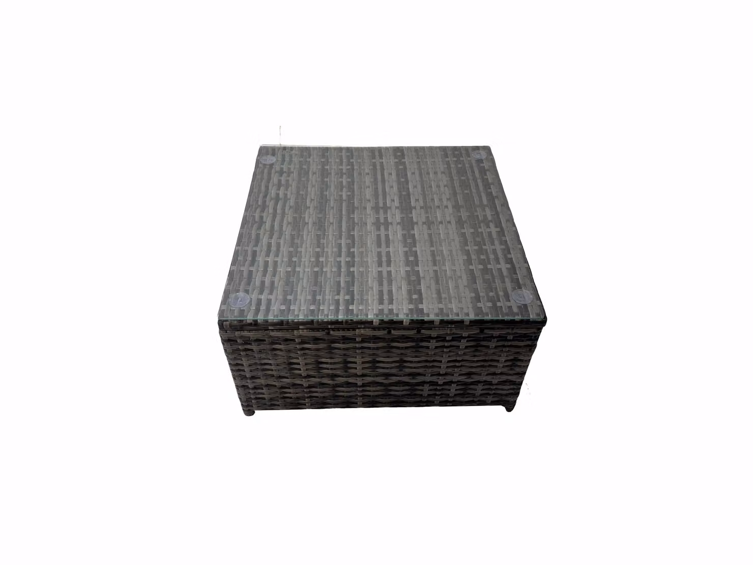 Fimous Garden Furniture L-Shape Sofa Set in Dark Grey with Armchair, Two Ottomans and Coffee Table