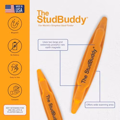 StudBuddy Magnetic Stud Finder, Orange, W/D/H: 140 x 25 x 20 mm – 2