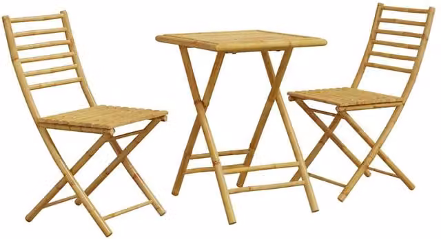 Berkfield Home 3 Piece Rustic Brown Bamboo Bistro Set for Garden and Balcony