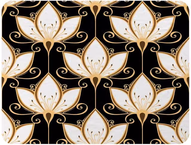 Benjamin Tate Design Black and Gold Floral Pattern Fleece Blanket, W/D/H: 120 x 150 cm – 2