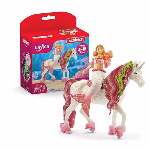 Schleich Bayala Mermaid Feya and Underwater Unicorn Figure Set, Multicolour and Gold