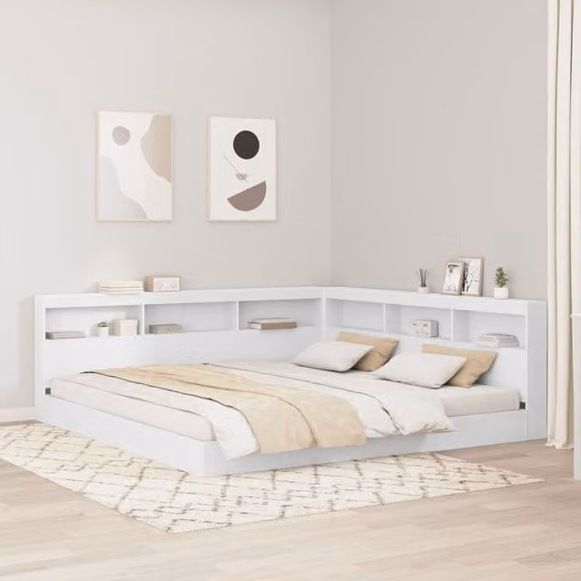 Berkfield Home White Storage Headboard with Integrated Shelf, 200 cm, Engineered Wood