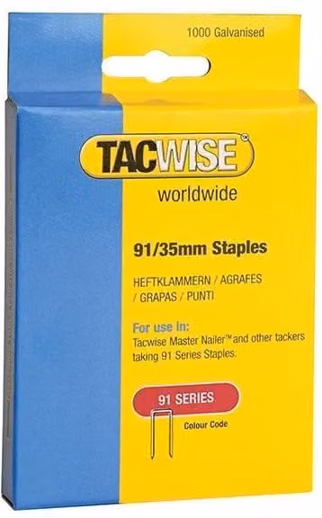 Tacwise 91 Series Galvanised Steel Flat Wire Staples in Silver – 1