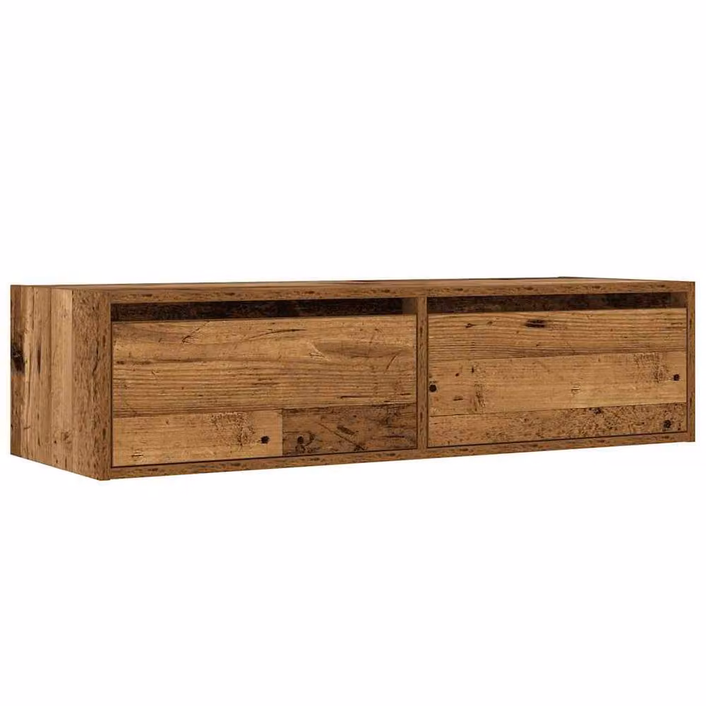 Berkfield Home TV Cabinet with LED Lights in Old Wood Brown, W: 100 cm, D: 35.5 cm, H: 25 cm – 5