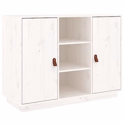 vidaXL Solid Wood Sideboard in White Pine with Doors and Compartments, Scandinavian Style, W/D/H: 100 x 40 x 30 cm – 1