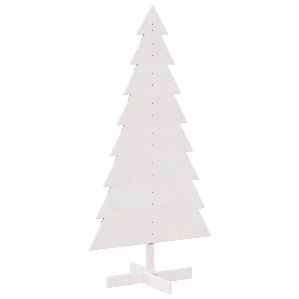Berkfield Home White Wooden Christmas Tree, Solid Wood Pine, Height: 150 cm