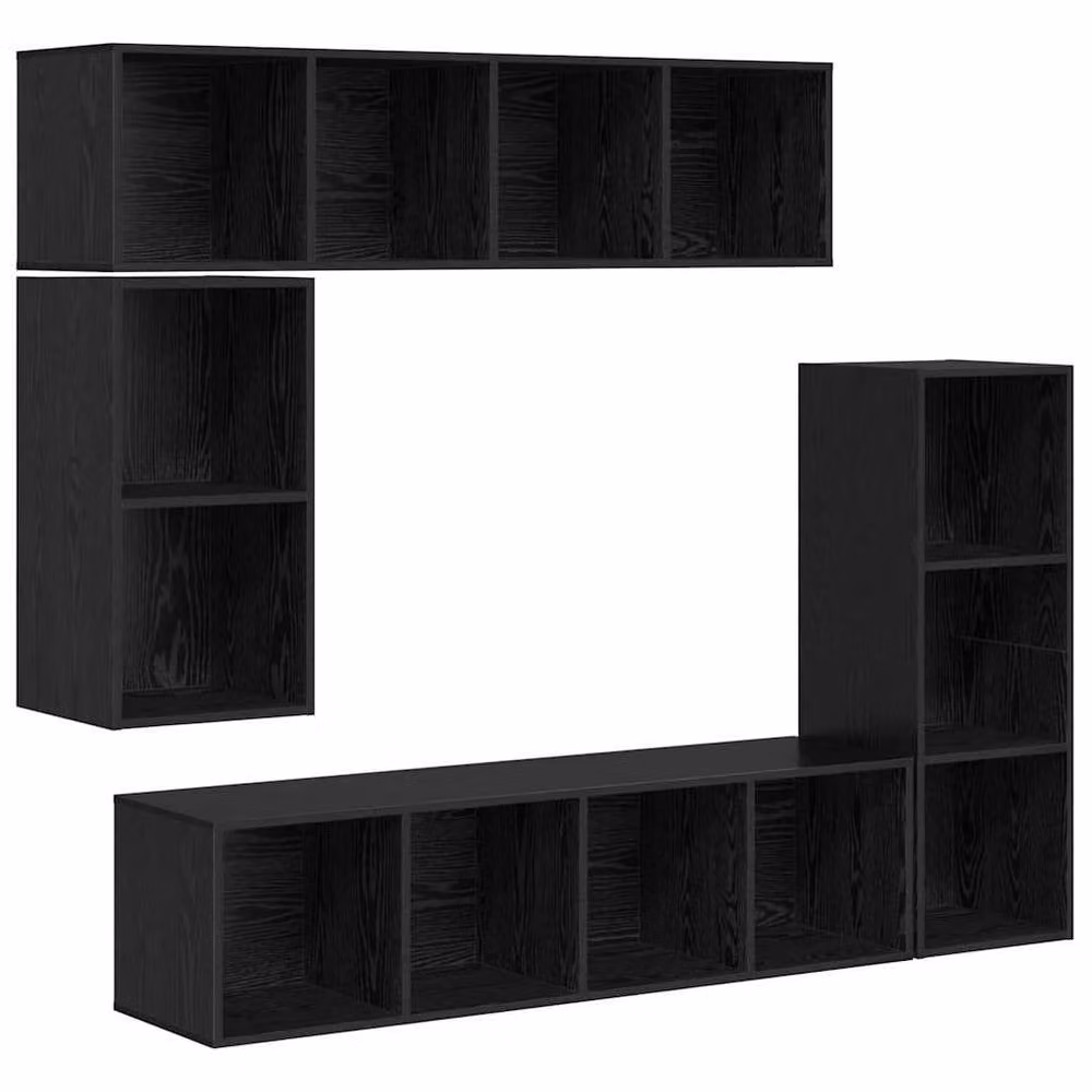 Berkfield Home Modern Wall-mounted Storage Unit in Black Oak, 4 Pieces – 3