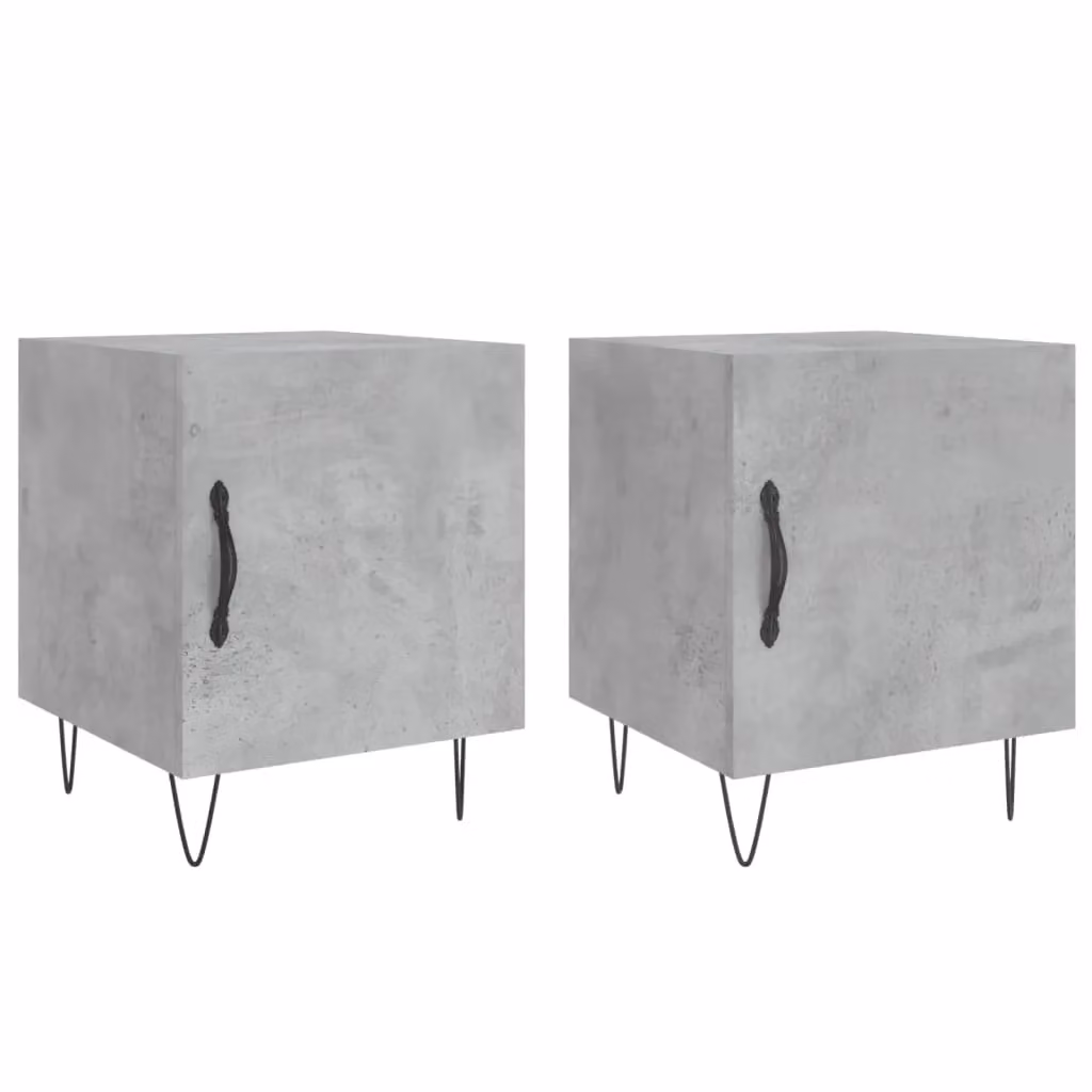 Berkfield Home Set of 2 Modern Bedside Cabinets in Concrete Grey, W/D/H: 40 x 40 x 50 cm