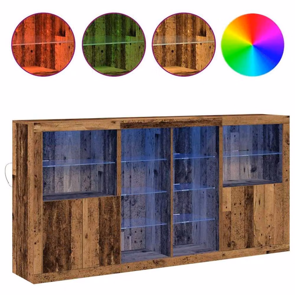 Berkfield Home Rustic Brown Sideboard with Integrated LED Lights, W/D/H: 202 x 37 x 100 cm – 4