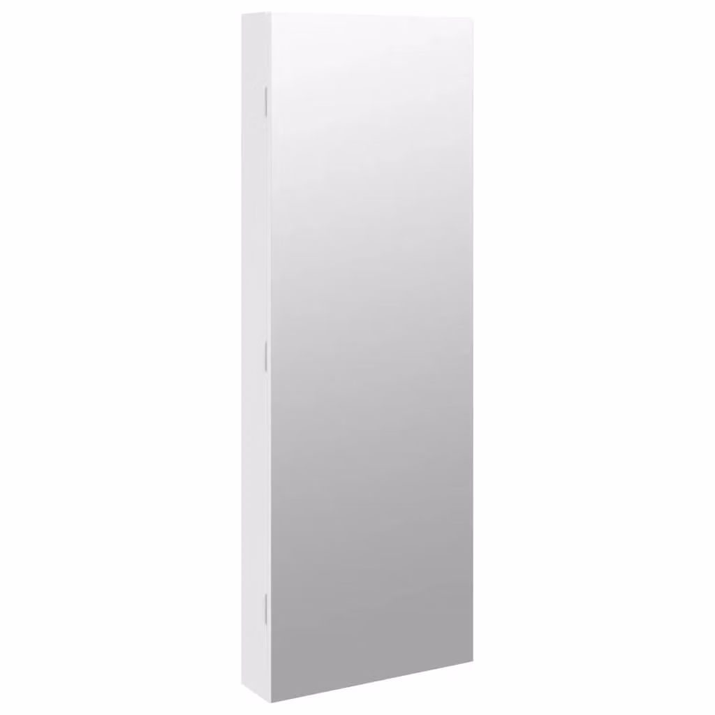 Berkfield Home White Glossy Wall Mounted Mirror Jewellery Cabinet with Integrated LED Lighting – 2