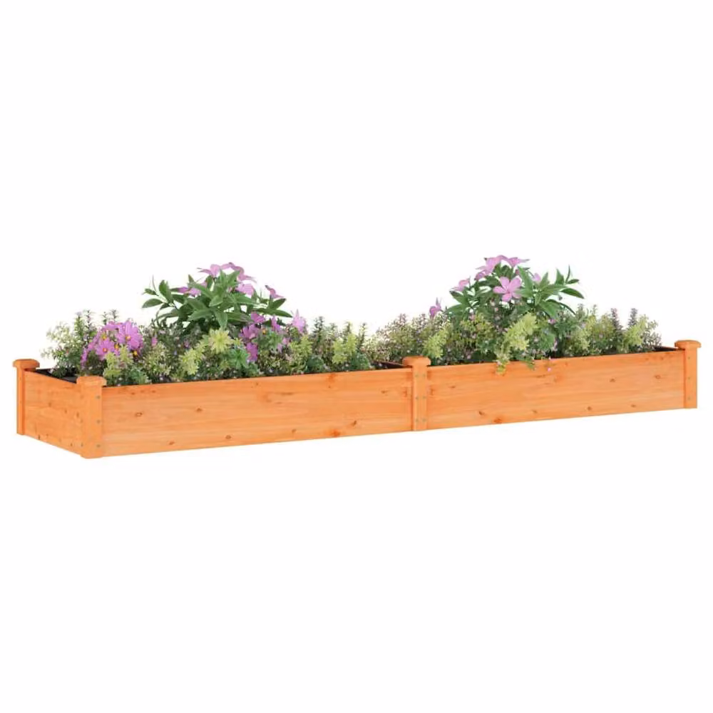 Berkfield Home Garden Raised Bed with Liner in Brown Solid Wood, W/D/H: 240 x 60 x 25 cm – 3