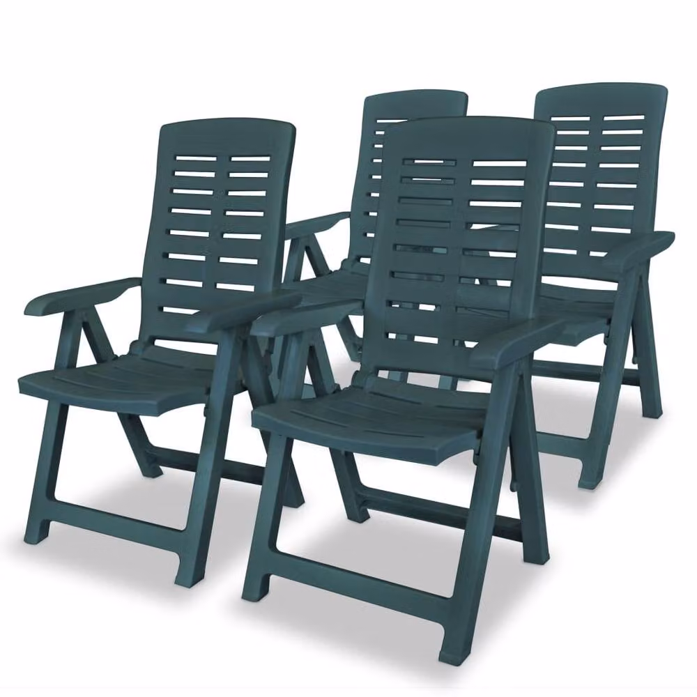 Berkfield Home Set of 4 Reclining Garden Chairs in Green Plastic – 2